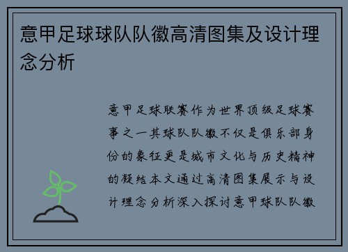 意甲足球球队队徽高清图集及设计理念分析